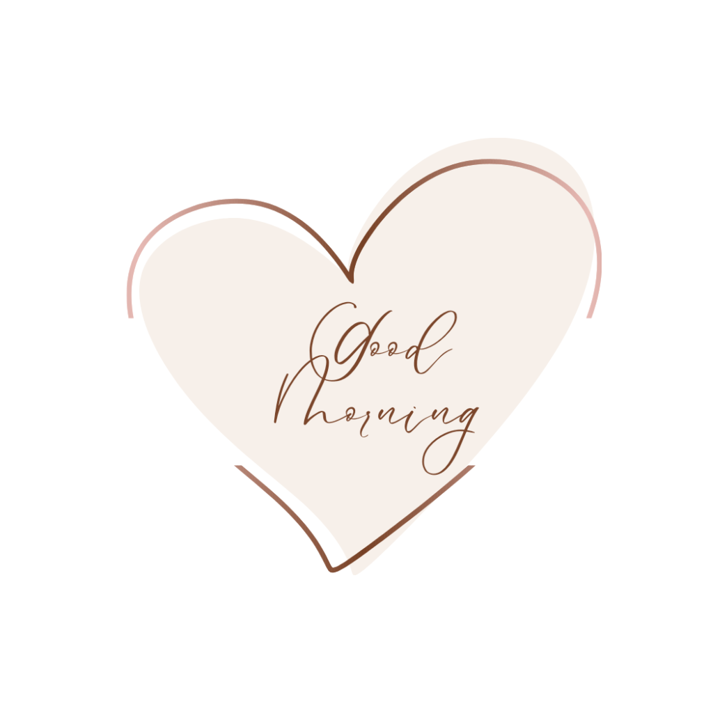 good morning word in heart on white background.