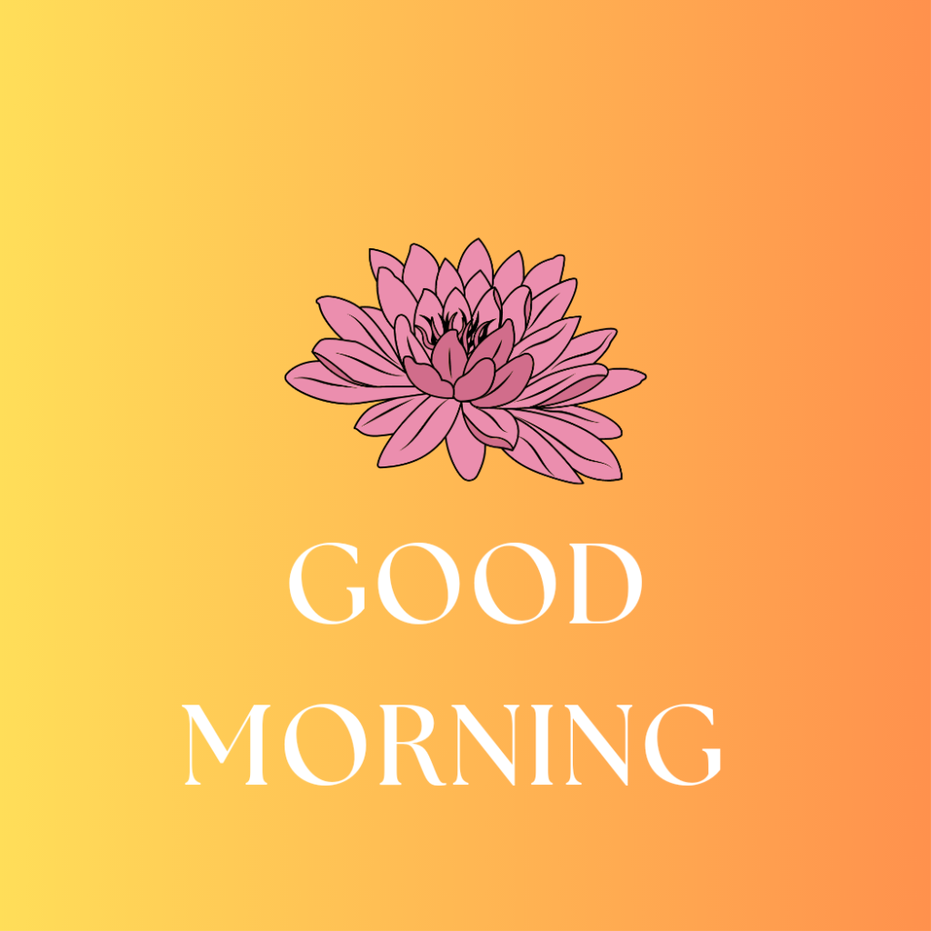 yellow background single flowers with word good morning.